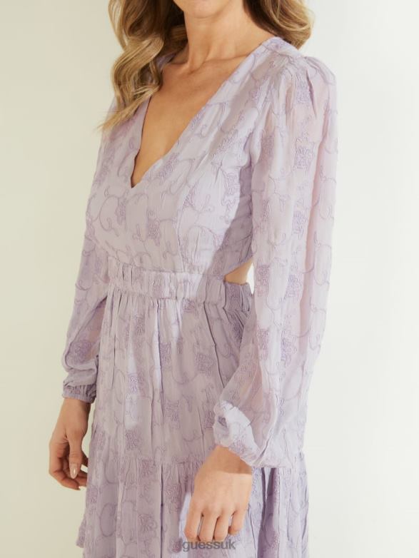 GUESS Women Tatiana Dress New Light Lilac Multi Apparel V28V6919