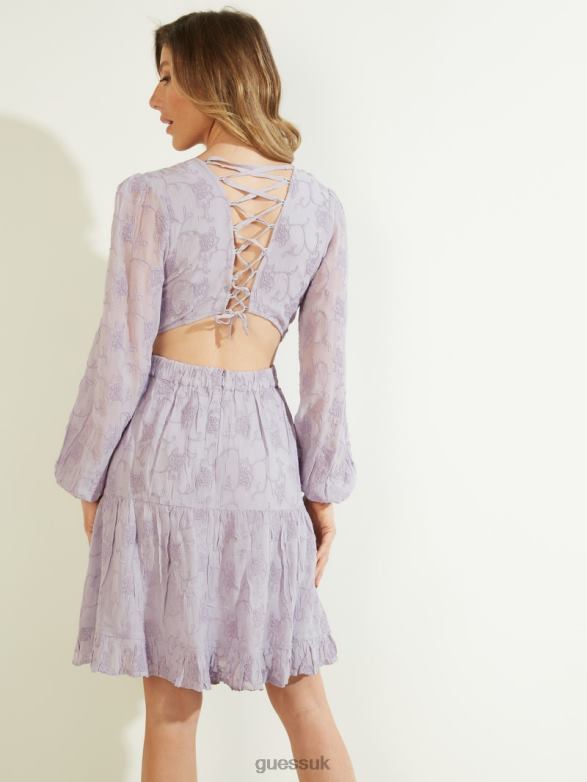 GUESS Women Tatiana Dress New Light Lilac Multi Apparel V28V6919