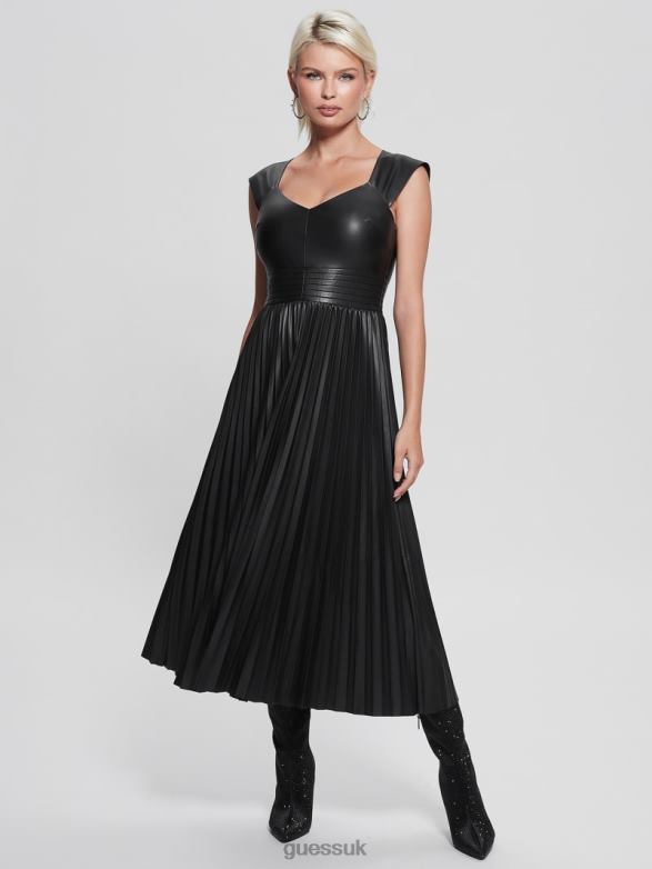 GUESS Women Teri Faux-Leather Dress Jet Black Multi Apparel V28V6645