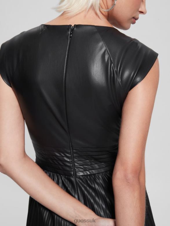 GUESS Women Teri Faux-Leather Dress Jet Black Multi Apparel V28V6645