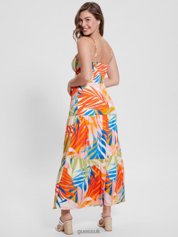 GUESS Women Tropical Printed Maxi Dress Havana Print Apparel V28V6430