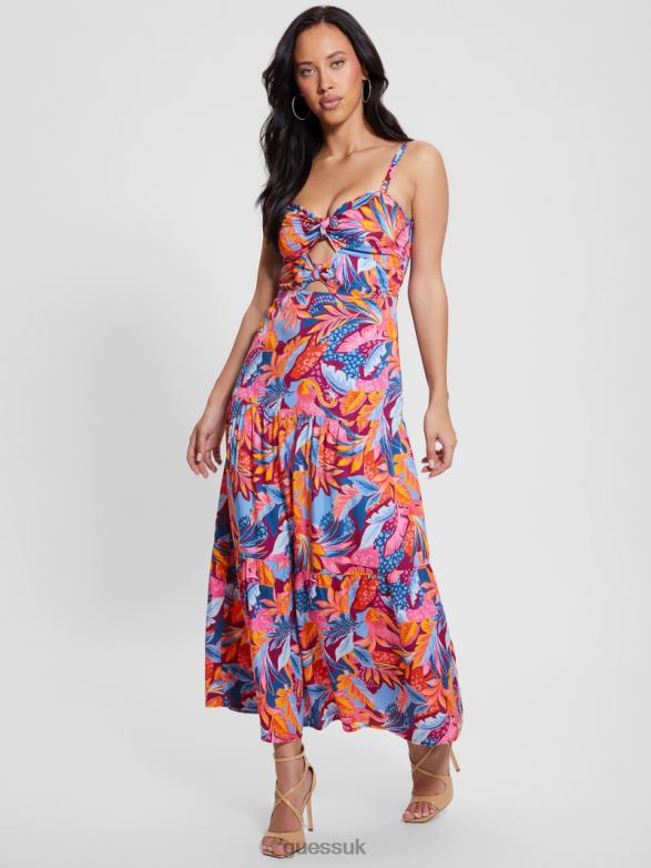 GUESS Women Tropical Printed Maxi Dress Sundeck Tropic Apparel V28V6328
