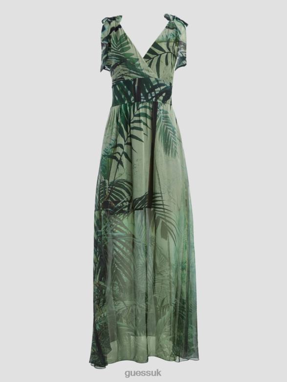 GUESS Women Venus Smocked Maxi Dress Raiforest Apparel V28V6607