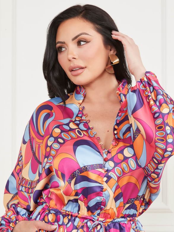 GUESS Women Vivienne Printed Romper Tulum Print Apparel V28V6498