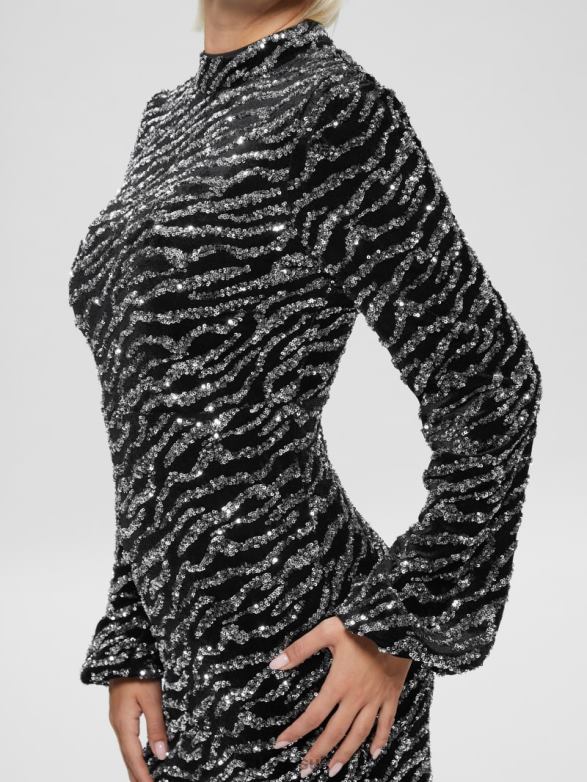 GUESS Women Zoe Sequin Dress Silver Multi Apparel V28V6727
