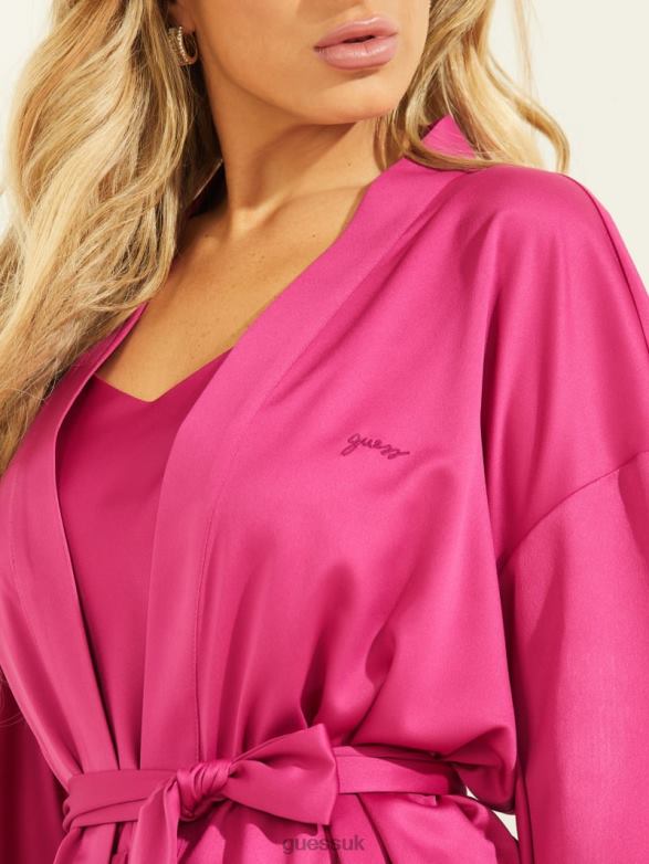 GUESS Women Alicia Satin Kimono Anemone Bloom Apparel V28V62624