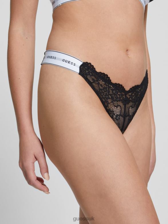 GUESS Women Belle Lace Thong Black Apparel V28V62698