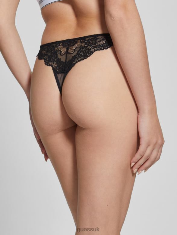GUESS Women Belle Lace Thong Black Apparel V28V62698