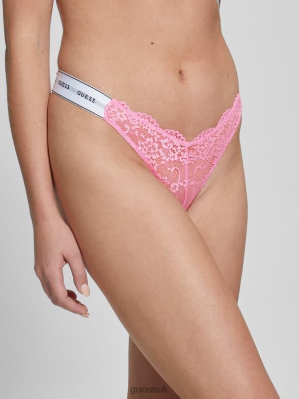 GUESS Women Belle Lace Thong Pinky Flower Apparel V28V62711