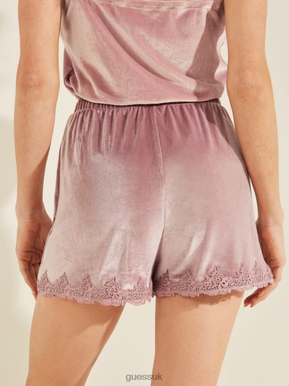GUESS Women Cate Velour Shorts Rose Dream Apparel V28V62622
