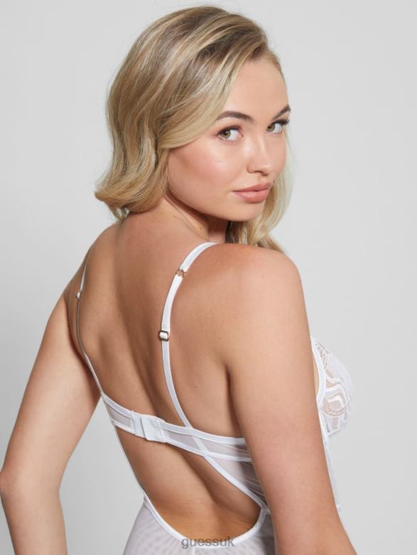 GUESS Women Danielle Thong Bodysuit Pure White Apparel V28V61429