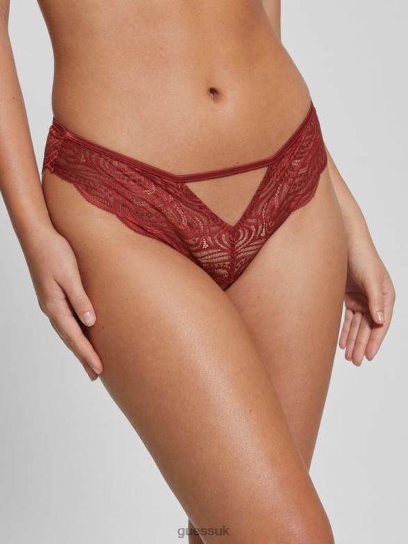 GUESS Women Elenora Lace Cutout Knickers Beet Juice Red Apparel V28V62644