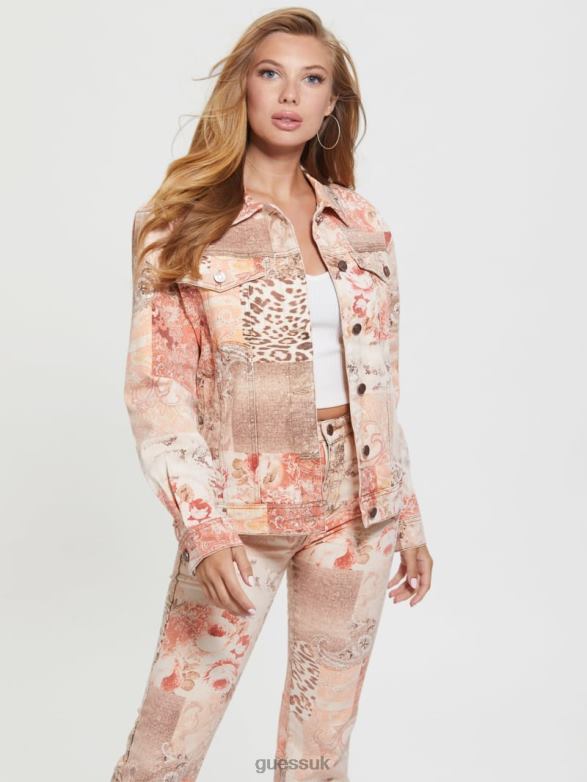 GUESS Women 90s Paisley Patchwork Icon Jacket Revival Patchwork Print Apparel V28V6281