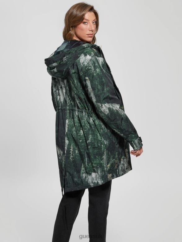 GUESS Women Ace Anorak Forest Cliffs Print Apparel V28V61962