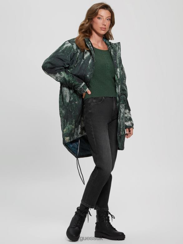 GUESS Women Ace Anorak Forest Cliffs Print Apparel V28V61962