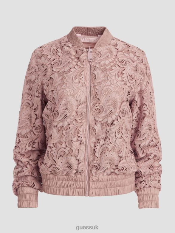 GUESS Women Aisha Lace Flight Jacket Calm Pink Multi Apparel V28V61750