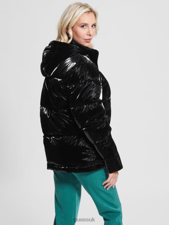 GUESS Women Arctic Metallic Puffer Jacket Jet Black Multi Apparel V28V61971