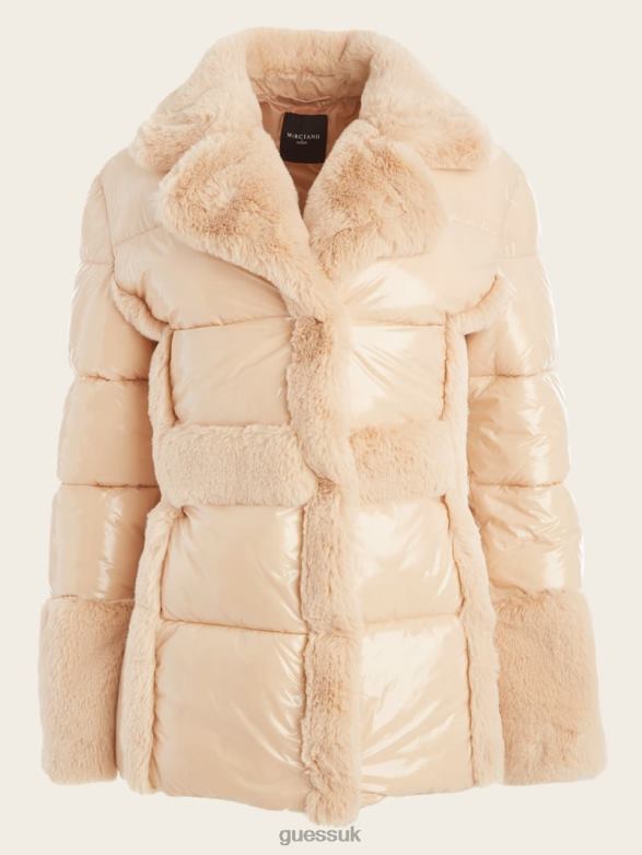 GUESS Women Bessie Puffer Coat Neutral Ivory Apparel V28V61906