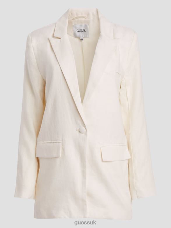 GUESS Women Brooke Blazer White Glam Apparel V28V61732