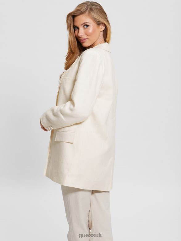GUESS Women Brooke Blazer White Glam Apparel V28V61732