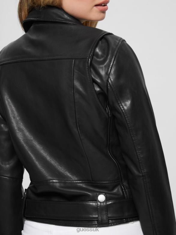 GUESS Women Camille Leather Jacket Black Apparel V28V61753