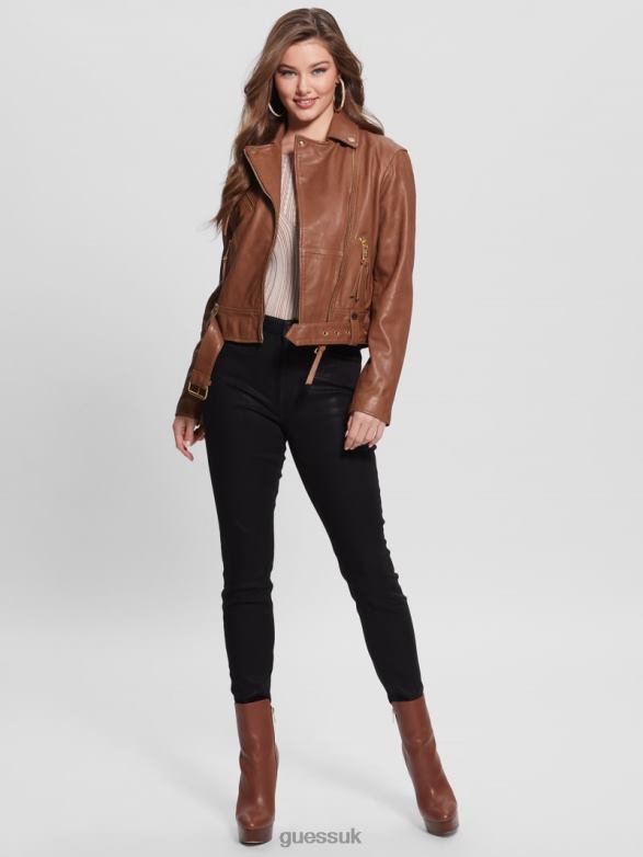 GUESS Women Camille Leather Jacket Foxy Luxe Apparel V28V61757