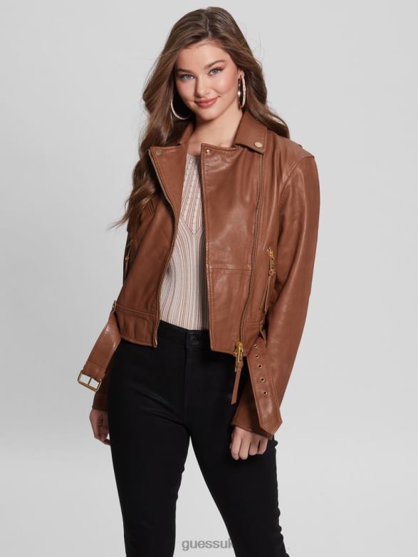 GUESS Women Camille Leather Jacket Foxy Luxe Apparel V28V61757