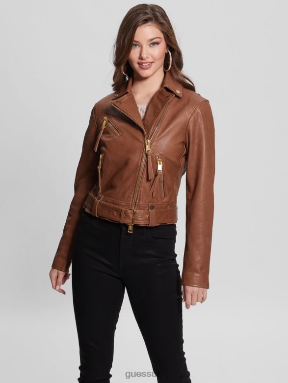 GUESS Women Camille Leather Jacket Foxy Luxe Apparel V28V61757