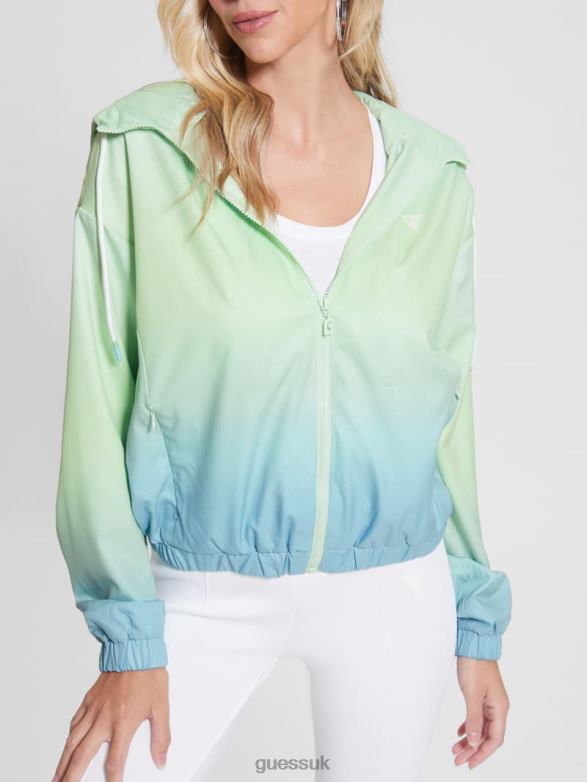 GUESS Women Clematis Windbreaker 4G Shaded Blue And Green Apparel V28V62497