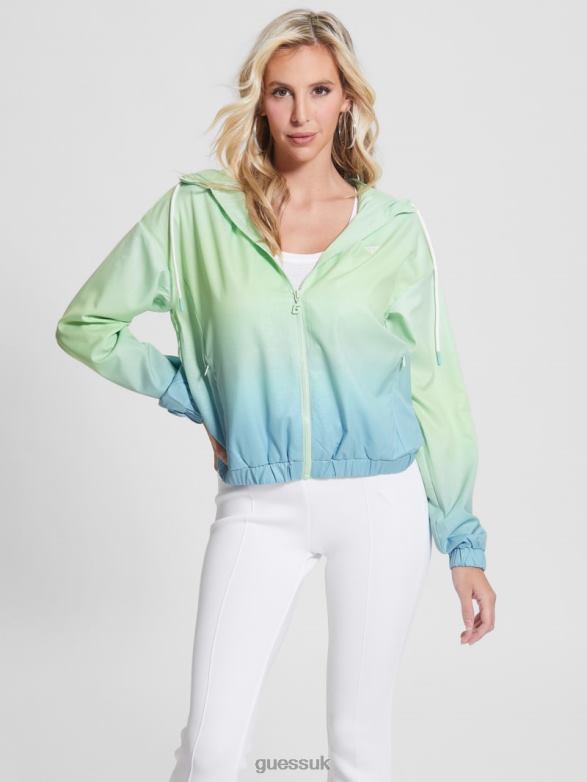 GUESS Women Clematis Windbreaker 4G Shaded Blue And Green Apparel V28V62497