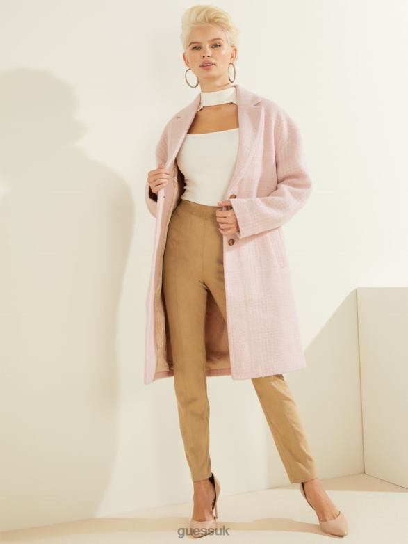 GUESS Women Destiny Wool-Blend Coat Delicate Petal Apparel V28V61818