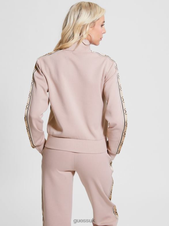 GUESS Women Eco Britney Full-Zip Sweatshirt Posh Taupe Apparel V28V61749