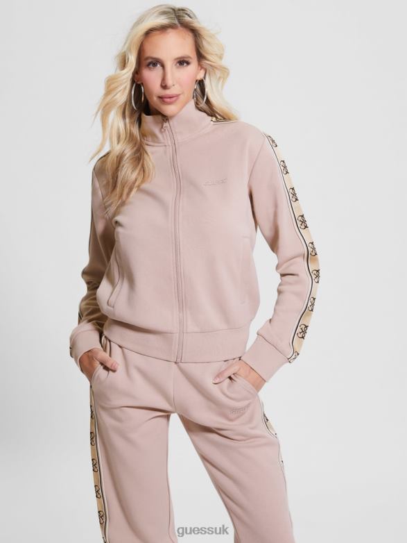 GUESS Women Eco Britney Logo Tape Jacket Posh Taupe Apparel V28V61839