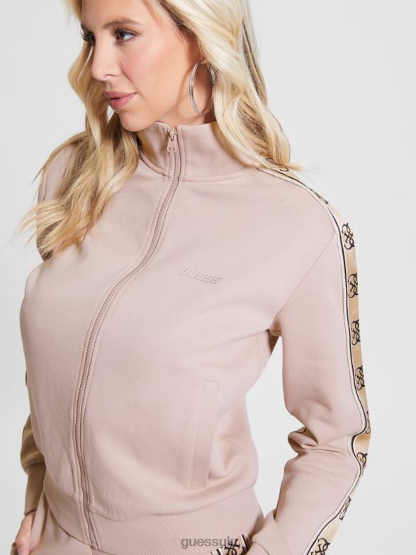 GUESS Women Eco Britney Logo Tape Jacket Posh Taupe Apparel V28V61839