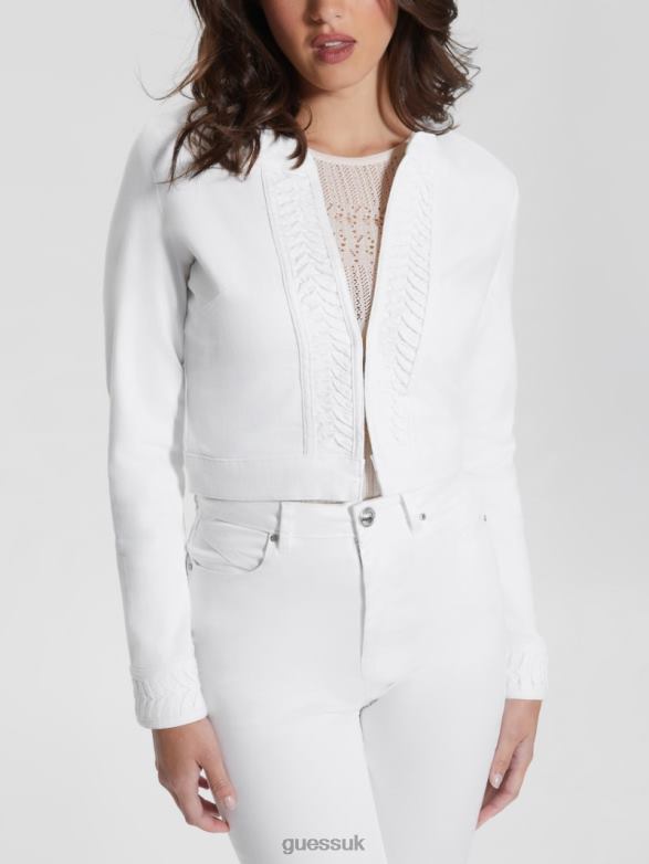 GUESS Women Eco Cherish Denim Jacket Pure White Apparel V28V613