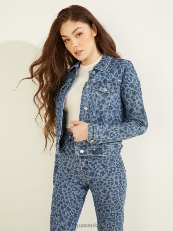 GUESS Women Eco Doria Denim Jacket Leo Jade Apparel V28V6251