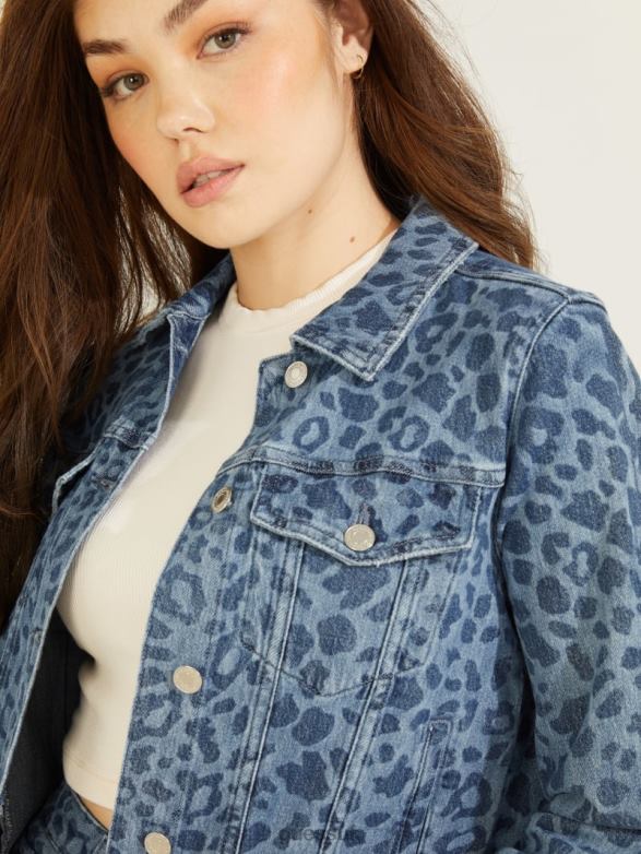 GUESS Women Eco Doria Denim Jacket Leo Jade Apparel V28V6251
