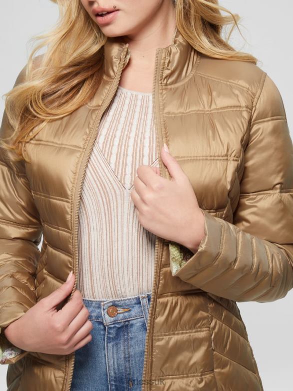 GUESS Women Eco Joy Reversible Jacket Wet Sand Apparel V28V61992