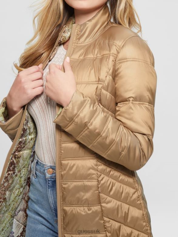 GUESS Women Eco Joy Reversible Jacket Wet Sand Apparel V28V61992