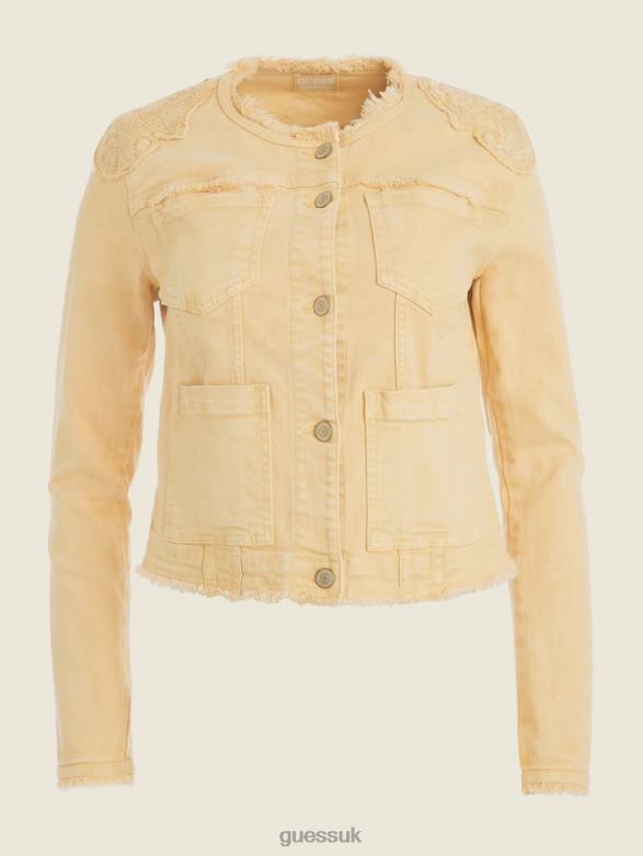 GUESS Women Eco Layla Denim Jacket Paisley Oyster Apparel V28V6239