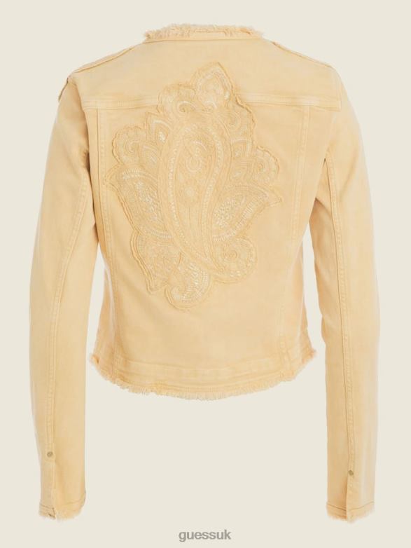 GUESS Women Eco Layla Denim Jacket Paisley Oyster Apparel V28V6239