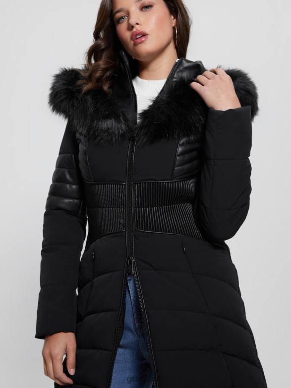 GUESS Women Eco Oxana Quilted Jacket Black Apparel V28V61799