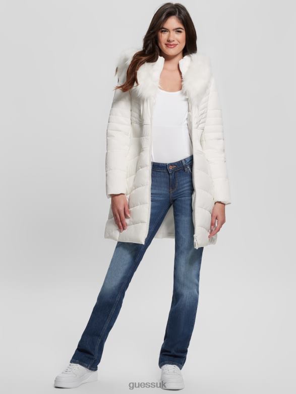 GUESS Women Eco Oxana Quilted Jacket Pure White Apparel V28V61964