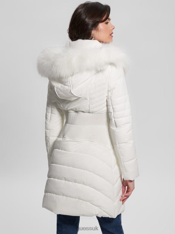 GUESS Women Eco Oxana Quilted Jacket Pure White Apparel V28V61964