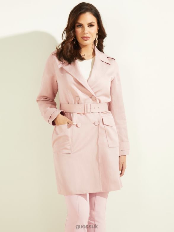 GUESS Women Eco Portland Trench Coat Lilac Mist Apparel V28V61862