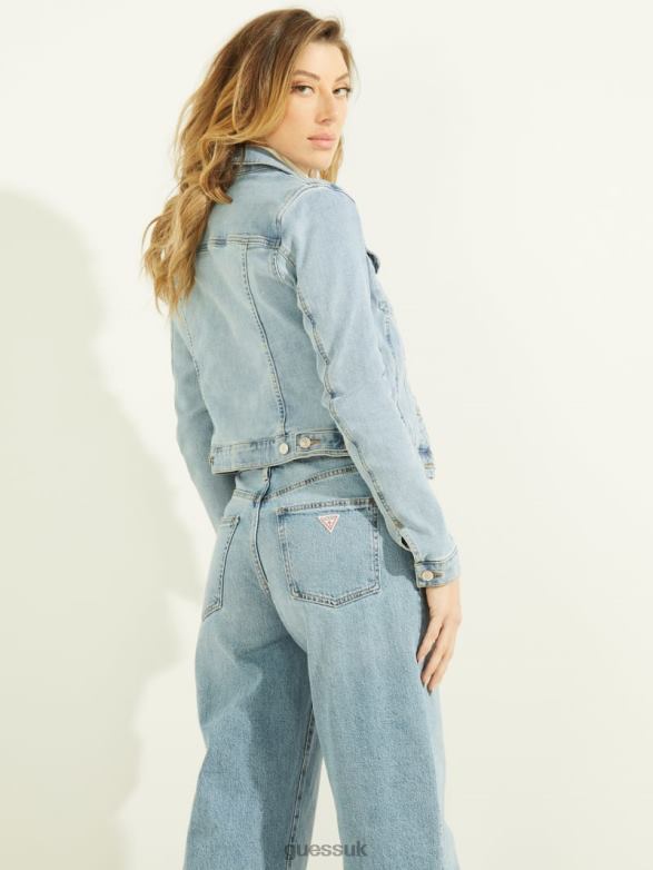 GUESS Women Eco Sexy Trucker Jacket Aria Wash Apparel V28V6134