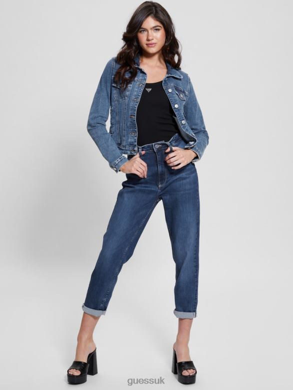 GUESS Women Eco Sexy Trucker Jacket Reign Wash Apparel V28V628