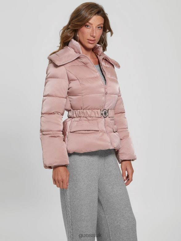 GUESS Women Eco Shimmer Puffer Jacket Rosy Violet Apparel V28V61940