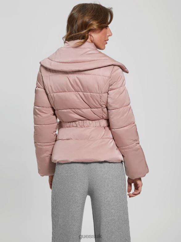 GUESS Women Eco Shimmer Puffer Jacket Rosy Violet Apparel V28V61940