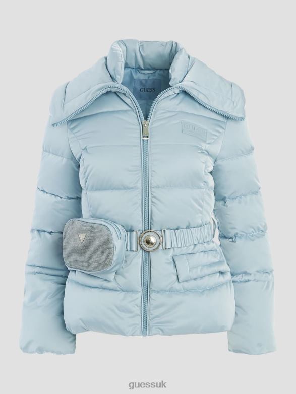 GUESS Women Eco Shimmer Puffer Jacket Sky Dusk Apparel V28V61990